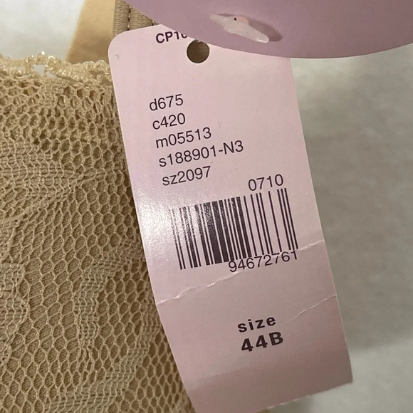 Cacique Lace T-Shirt Bra 44B Cream Tan Beige Lightly Lined Convertible Straps - Picture 6 of 7